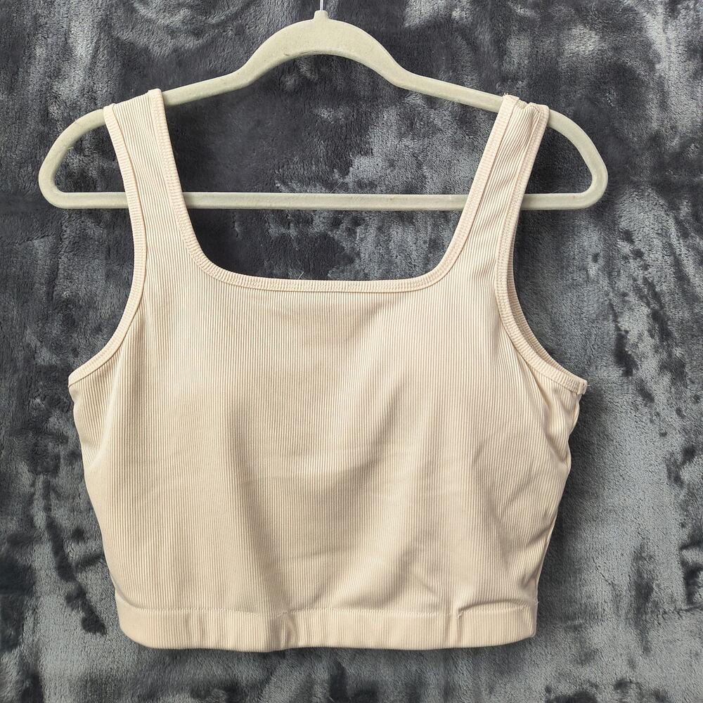 White Birch Ribbed Square Neck Cropped Tank Lifestyle Cropped Tank Large